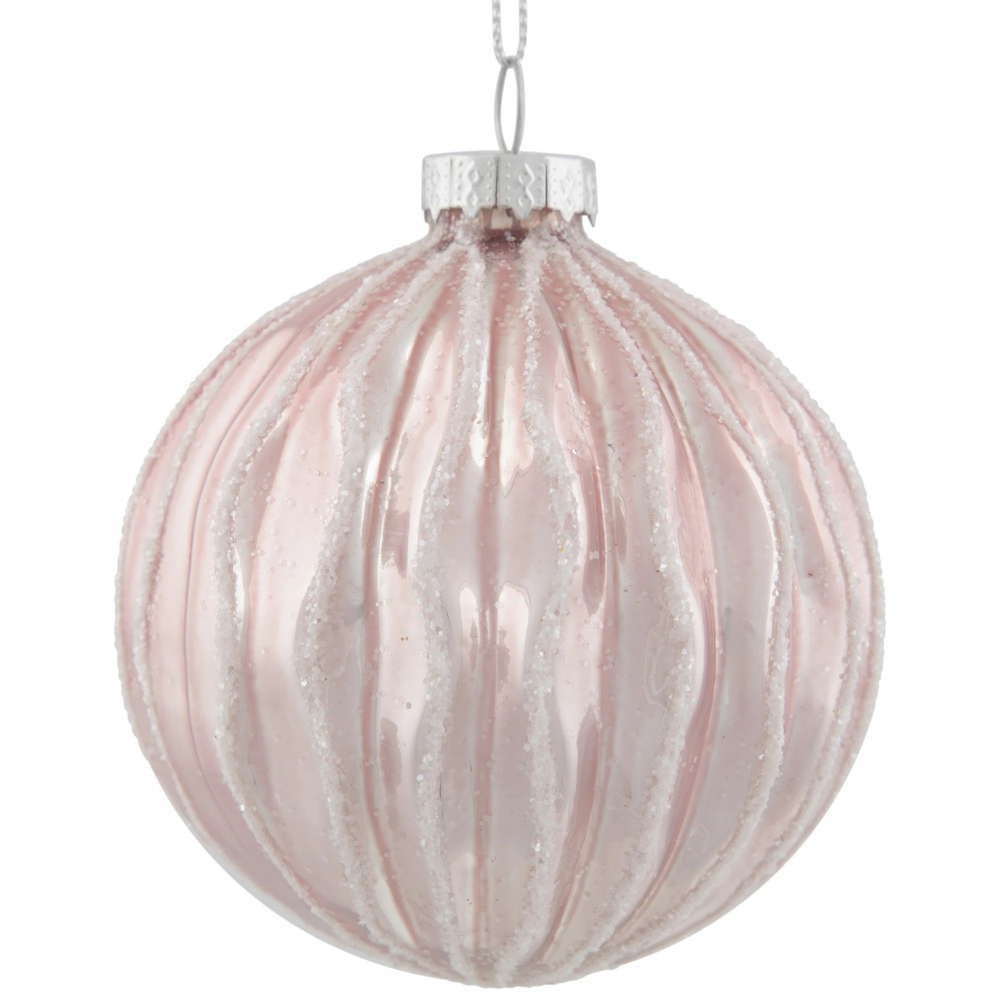 Shiny Glittered Geometric Glass Ball Christmas Ornaments - 3" (80Mm) - Pink - 4Ct | Wayfair North America
