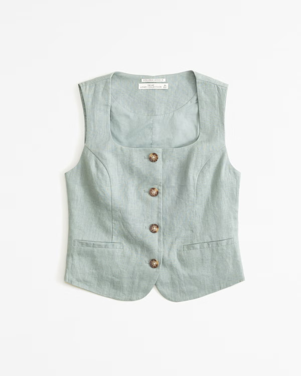 Premium Linen Vest Set Top | Abercrombie & Fitch (US)