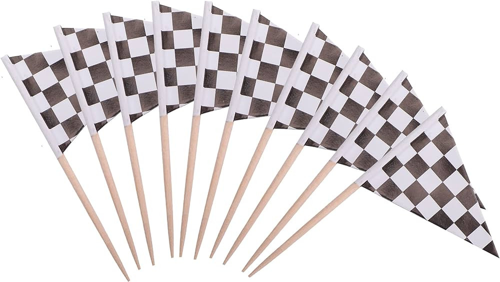 Checkered Black and White Racing Cupcake Toppers Flags Mini Small Race Car Toothpick Stick Flag D... | Amazon (US)