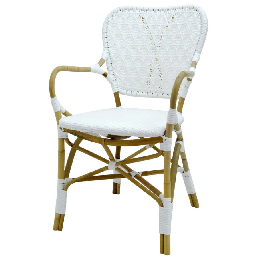 Clemente Arm Chair in Natural & White | Burke Decor