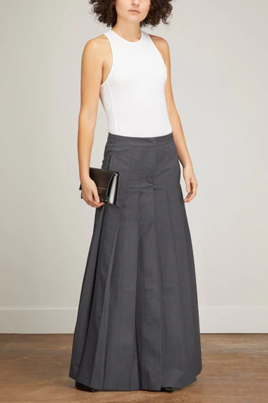 Wool Long Skirt in Dark Gray | Hampden Clothing