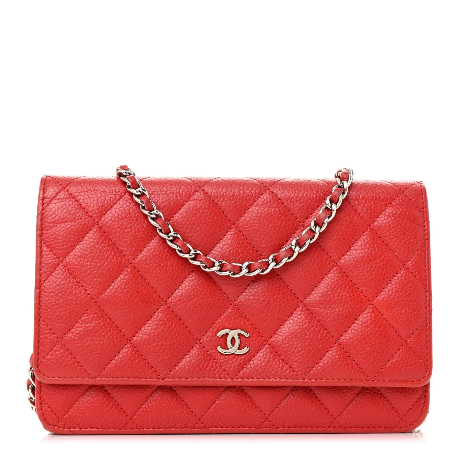 Chanel Caviar Quilted Wallet On Chain WOC Red 1763843 | FASHIONPHILE (US)