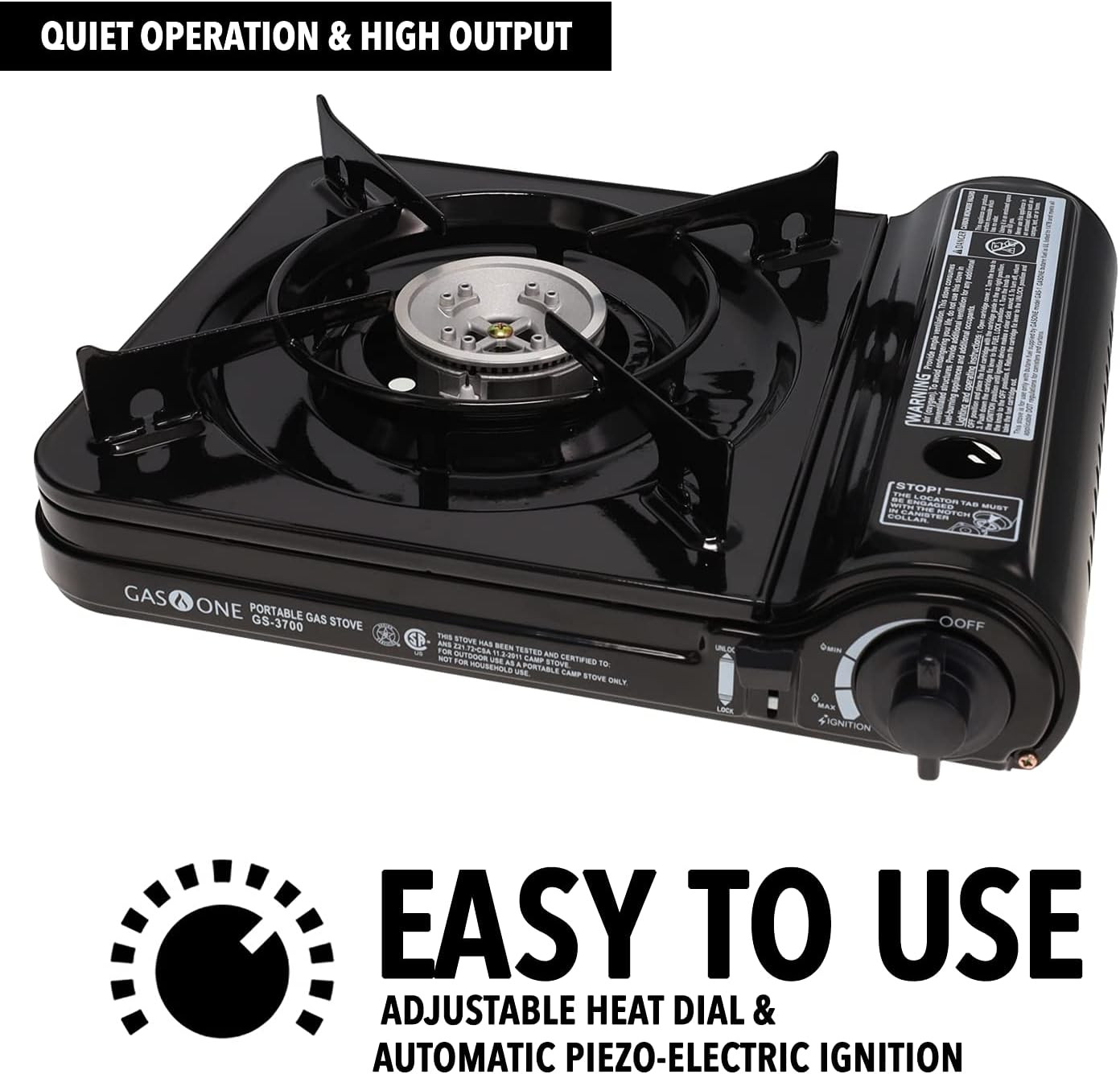 GAS ONE NEW 10,000 BTU CSA List Portable Butane Gas Stove with Carrying Case CSA Listed , Black, ... | Amazon (US)