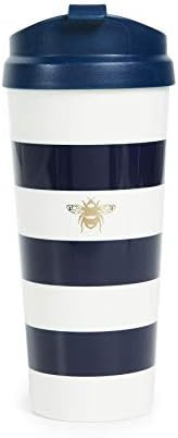 Kate Spade New York Insulated Thermal Travel Mug Tumbler, 16 Ounces, Navy Stripe (Bee) | Amazon (US)