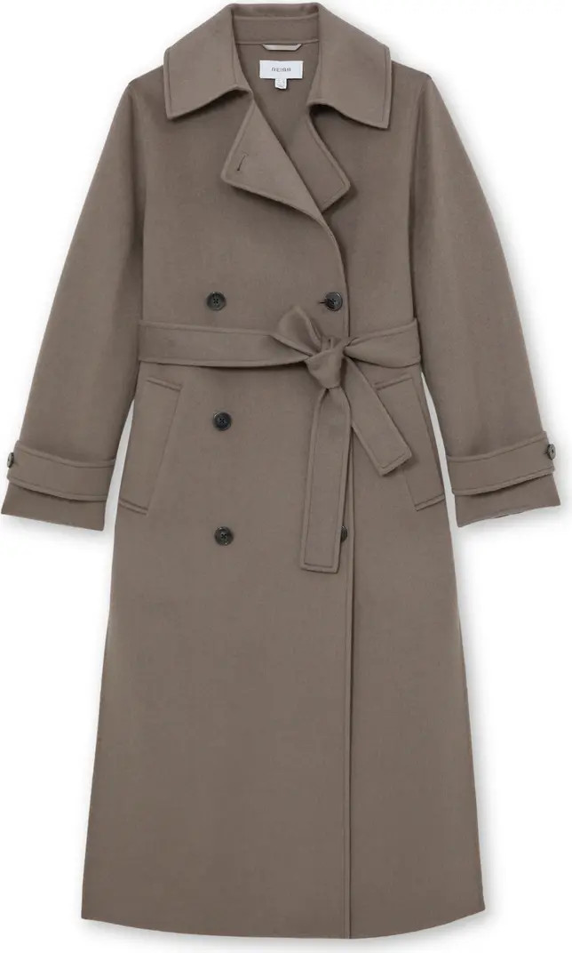 Luna Double Breasted Tie Waist Wool Blend Coat | Nordstrom