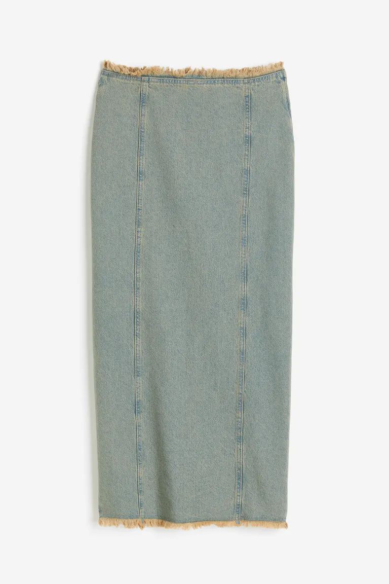 Raw-edge denim skirt | H&M (UK, MY, IN, SG, PH, TW, HK)