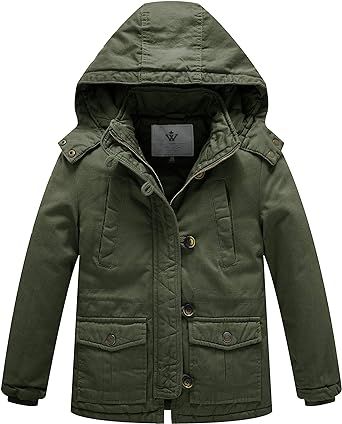 WenVen Boy's Winter Warm Puffer Jacket Heavyweight Thicken Cotton Coat with Hood | Amazon (US)