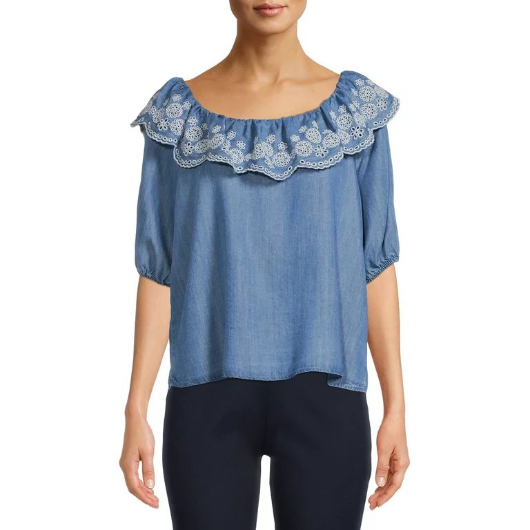 Time and Tru Women's Embroidered Top, Sizes XS-XXXL | Walmart (US)