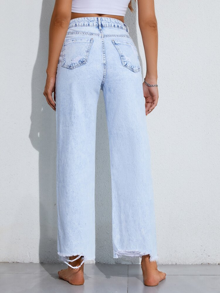 Raw Hem Straight Leg Jeans | SHEIN