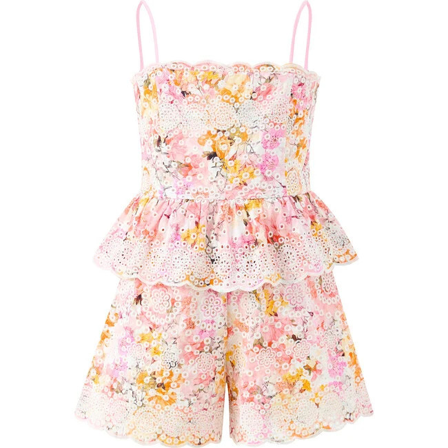 Marlo Kids | Alessia Cotton Embroidered Romper, Floral (Florals, Size 11-12Y) | Maisonette | Maisonette