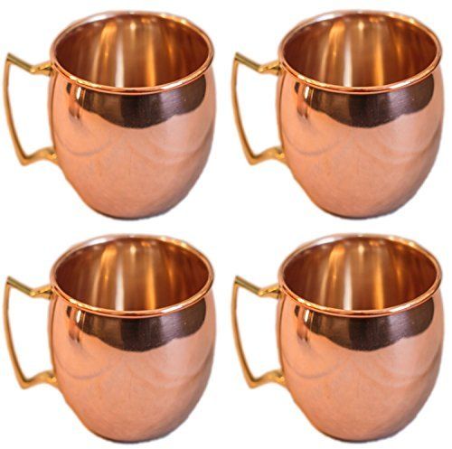 Moscow Mule 100 % Solid Pure Copper Mugs/Cups - Set of 4 (16-ounce/Set of 4, Smooth) | Amazon (US)