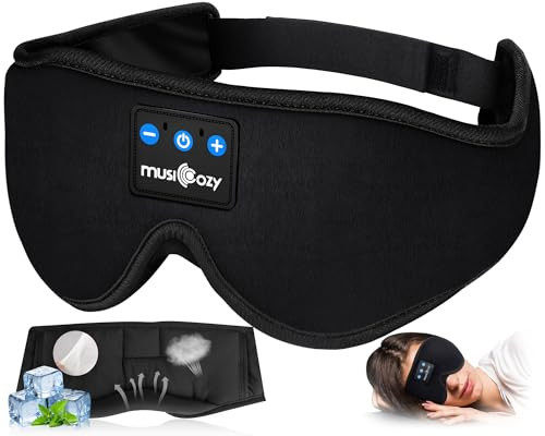 MUSICOZY Sleep Headphones, Bluetooth 5.4 Sleep Mask Headband Headphones Sleeping Eye Mask, Wireless Music Earbuds Earphones with HD Stereo Speakers for Side Sleepers, Cool Gadgets Unique Gift | Amazon (US)
