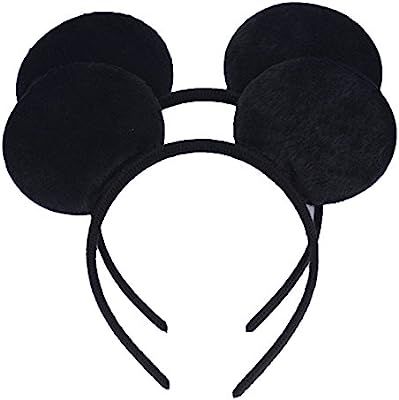 Set of 2 Black Costume Mouse Ears Headband for Boys and Girls Birthday Party Decorations (Black) | Amazon (US)