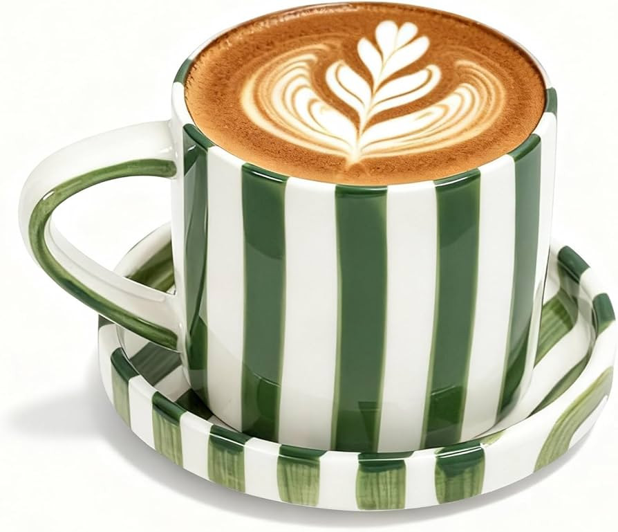 Ceramic Coffee Mug, Coffee Mug Espresso Cup 8oz Ceramic Coffee Mugs with Saucer, Large Pottery Te... | Amazon (CA)