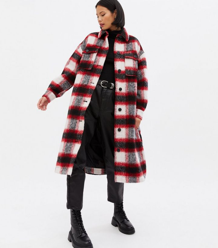 Red Check Brushed Midi Shacket
						
						Add to Saved Items
						Remove from Saved Items | New Look (UK)