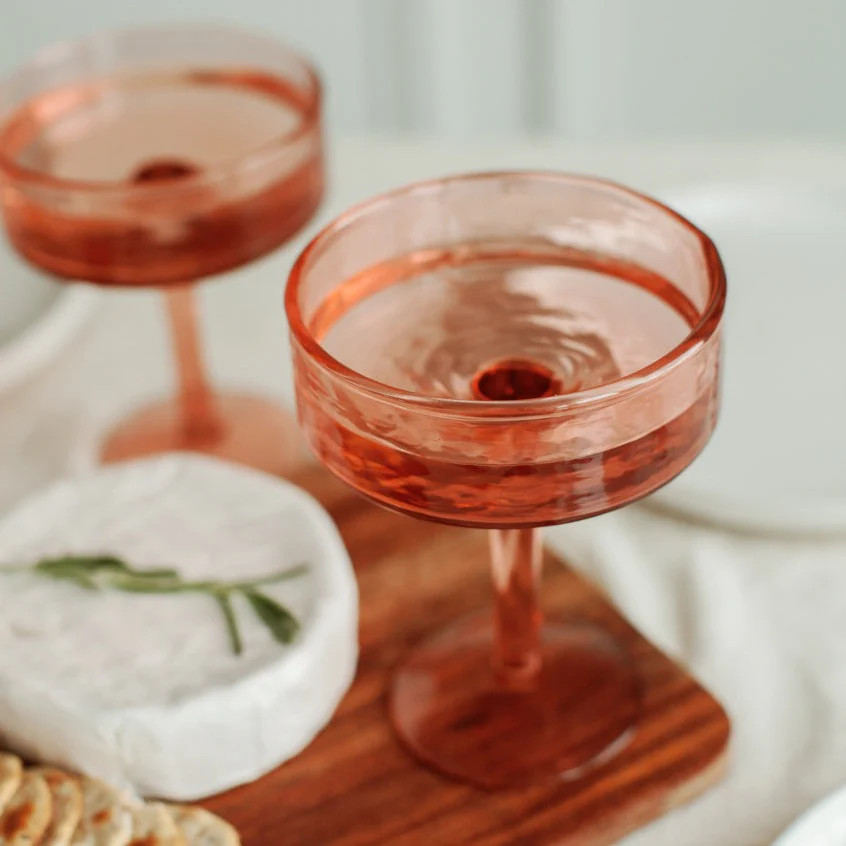 Handblown Blush Cocktail Glasses - Set of 2 | Cove Home