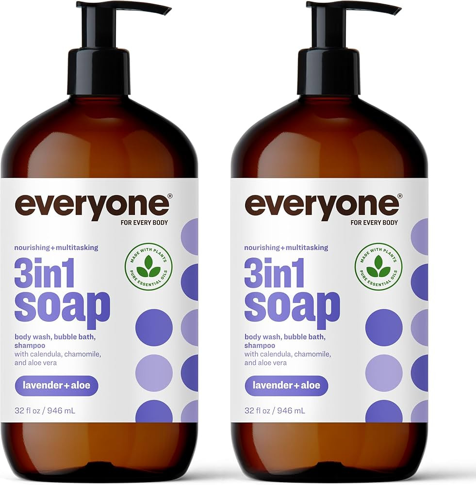 Everyone 3-in-1 Soap, Body Wash, Bubble Bath, Shampoo, 32 Ounce (Pack of 2), Lavender and Aloe, C... | Amazon (US)