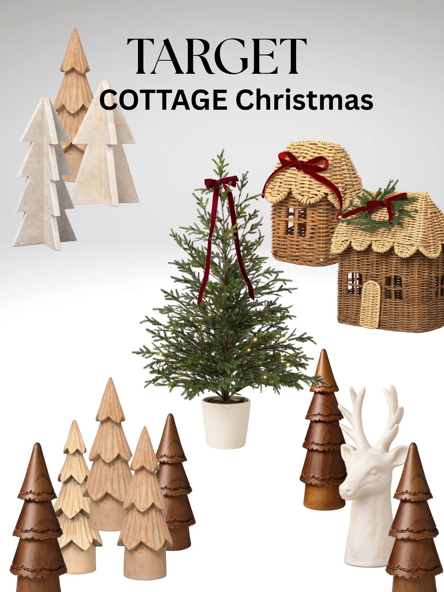 Charming woven village houses…wooden trees…marble trees…loving it all! 
Target holiday home