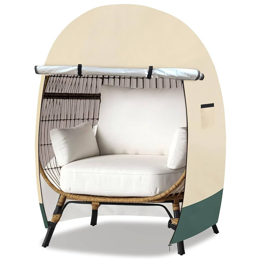 Patio Hanging Egg Chair Cover Waterproof - 420D Heavy Duty Outdoor Single Seat Wicker Swing Egg C... | Amazon (US)