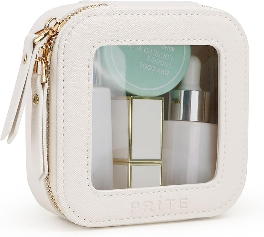 Prite Small Makeup Bag for Women Portable Clear Makeup Bag Cute Mini Waterproof Travel Cosmetic B... | Amazon (US)