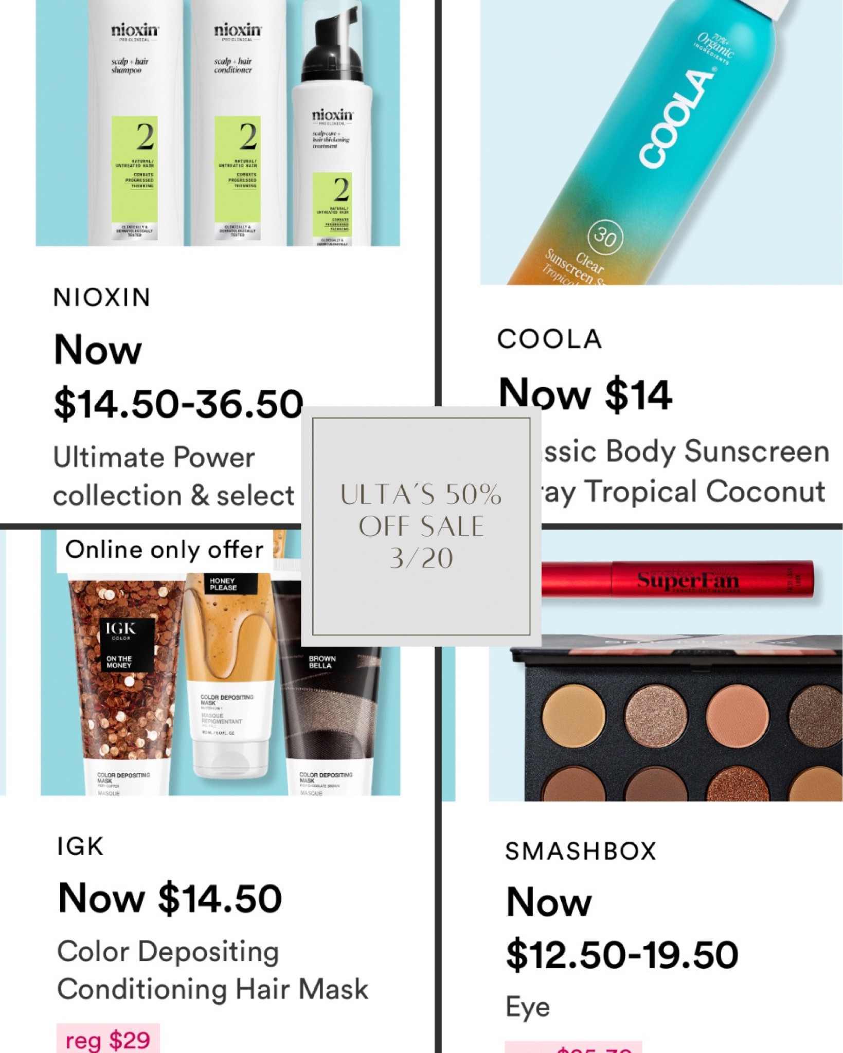 Ulta’s 21 days of beauty sale 3/20 

#LTKFindsUnder50 #LTKSaleAlert #LTKBeauty