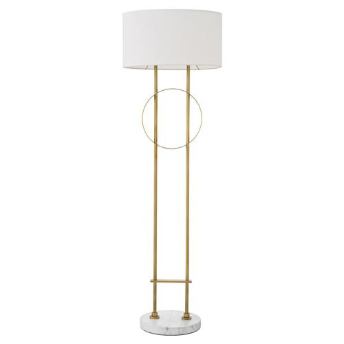 Eichholtz Kaiser Regency Antique Brass White Marble Base Oval Column Floor Lamp | Kathy Kuo Home