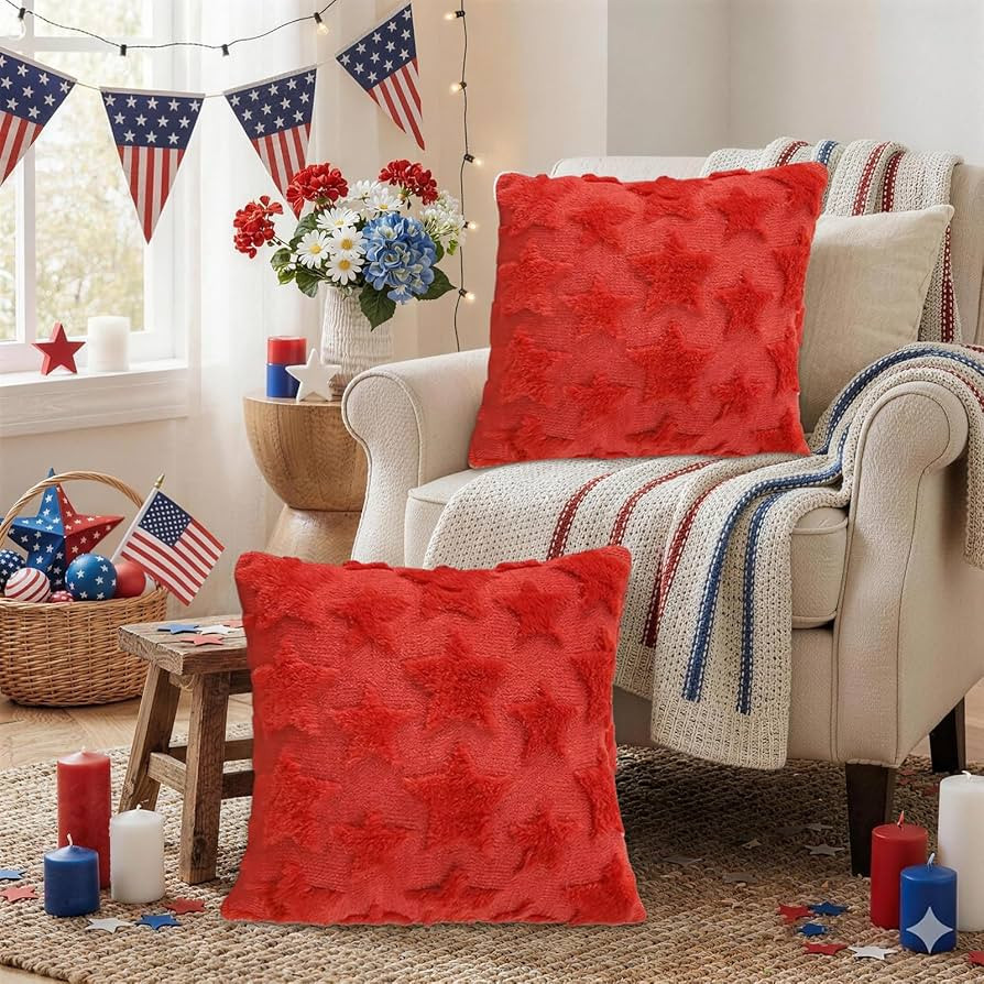 Merrycolor 4th of July Pillow Covers 18x18 inch Set of 2 Independence Day Throw Pillow Covers Red... | Amazon (US)