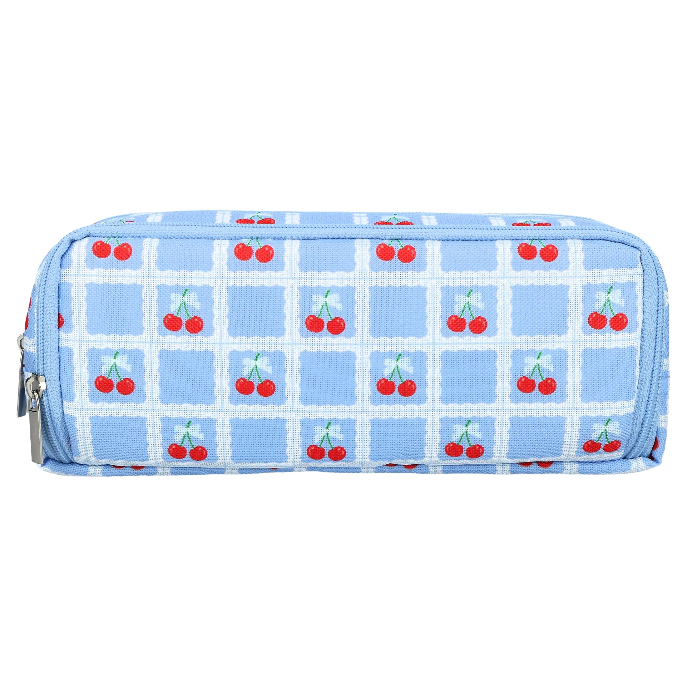 Pen+Gear 3-Zip Cherry Pencil Pouch, Blue and White | Walmart (US)
