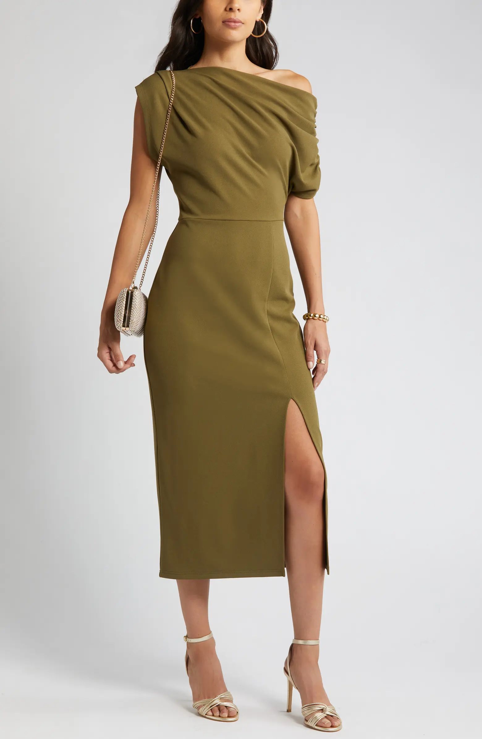 One-Shoulder Midi Sheath Dress | Nordstrom