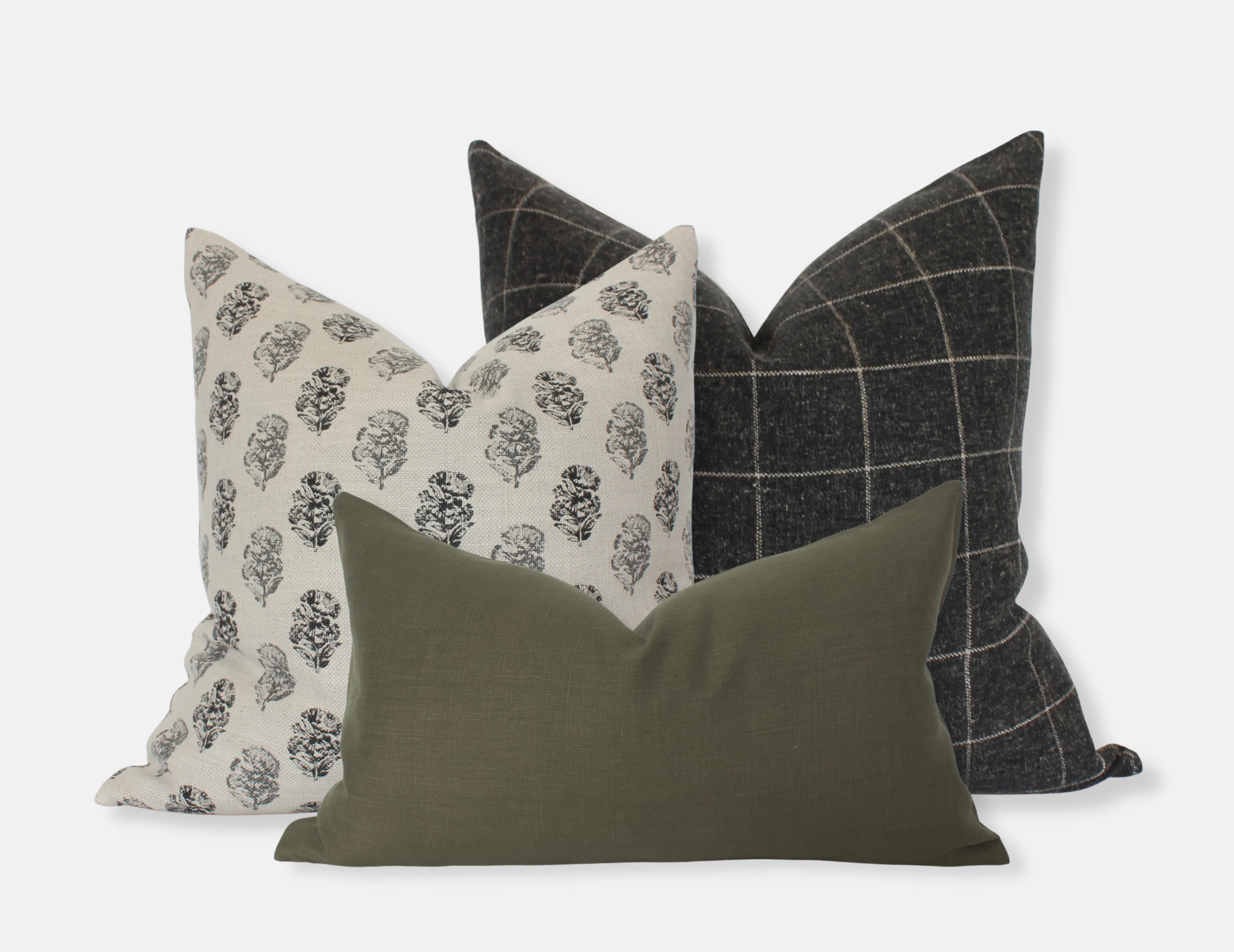 Modern Pillow Set Of 3, Throw Pillows For Couch Green | Wayfair North America