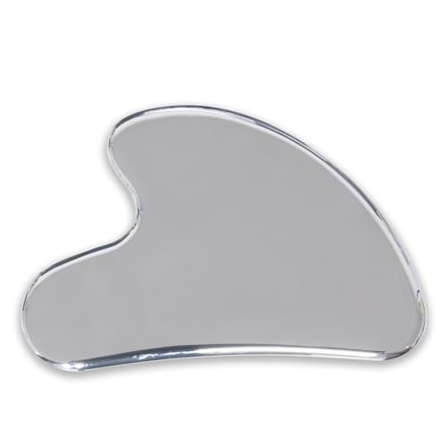 Gua Sha Jade Stone Gua Sha Massage Tool, Guasha Tool for Face and Body Skin Massage. Tools for SPA Acupuncture, Pink Stone for Body Face Neck and Eye, Skin Care Gift for Woman (Stainless Steel Silver) | Amazon (US)