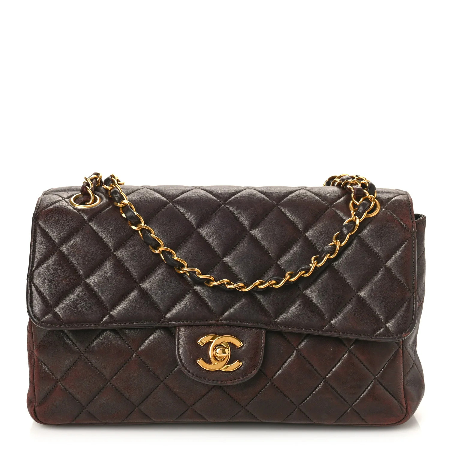 Lambskin Quilted Medium Double Sided Flap Brown | FASHIONPHILE (US)