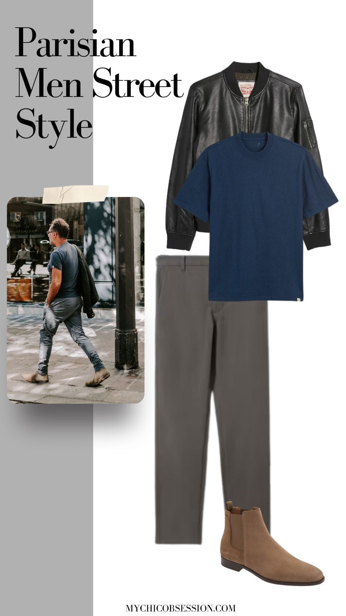 Level up your tee and chinos game by throwing a leather jacket into the mix. Finish the look with a pair of Chelsea boots, perfect for fall.

#LTKmens #LTKstyletip #LTKSeasonal