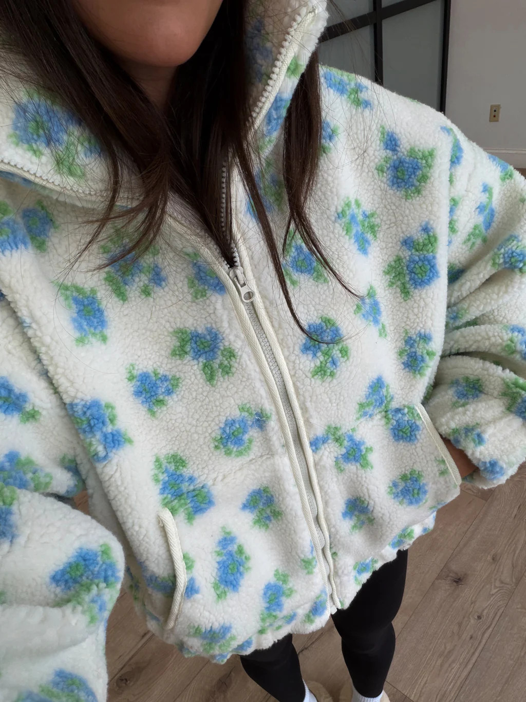 Zinnia Sherpa Zip-Up Jacket | Blue | Shop Talulah