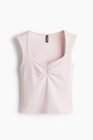 H & M - Gathered Sleeveless Top - Light Pink | H&M (US + CA)