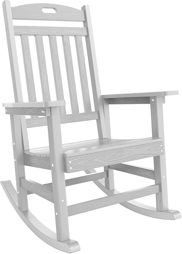 YEFU Outdoor Rocking Chair Oversized,Seat Depth 22",Backrest Height 31",Patio Poly Wide Rocker Ch... | Amazon (US)