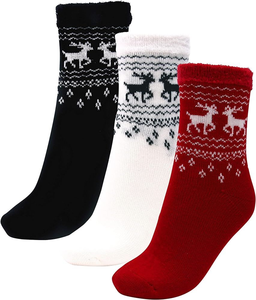 3 Pairs Cozy Cabin Socks for Women - Aloe Infused Fuzzy Fluffy Comfortable Socks | Amazon (US)