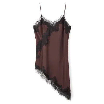MANGO Lace Asymmetric Camisole Dress in Burgundy at Nordstrom, Size Small | Nordstrom