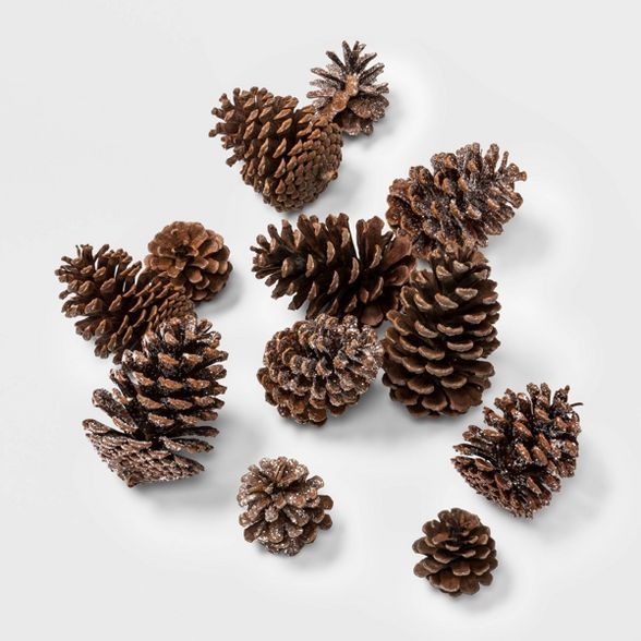 12ct Artificial Christmas Pinecones Glitter and Natural - Wondershop™ | Target