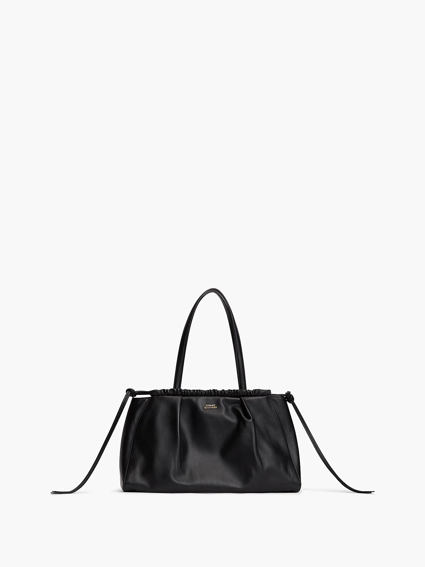 Soft Leather Drawstring Hobo Bag | Black | Tommy Hilfiger | Tommy Hilfiger UK