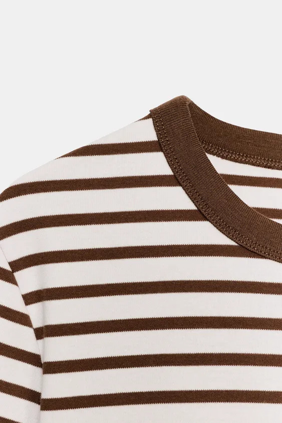 SHORT SLEEVE STRIPED INTERLOCK T-SHIRT | Zara UK
