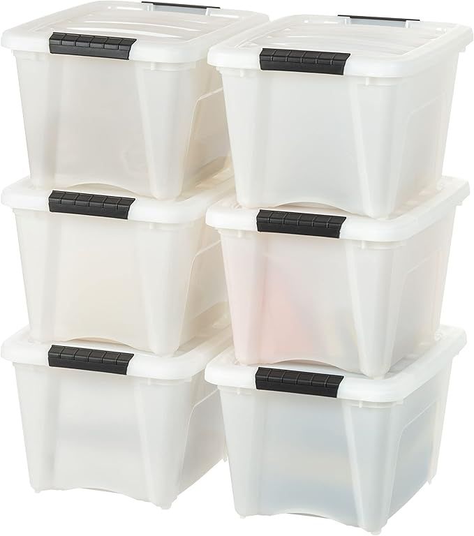 IRIS USA 19 Qt Stackable Plastic Storage Bins with Lids, 6 Pack - BPA-Free, Made in USA - Discree... | Amazon (US)