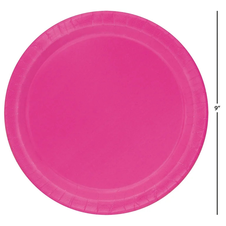 Way to Celebrate! Neon Pink Paper Dinner Plates, 9in, 20ct | Walmart (US)