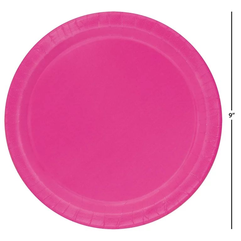 Way to Celebrate! Neon Pink Paper Dinner Plates, 9in, 20ct | Walmart (US)