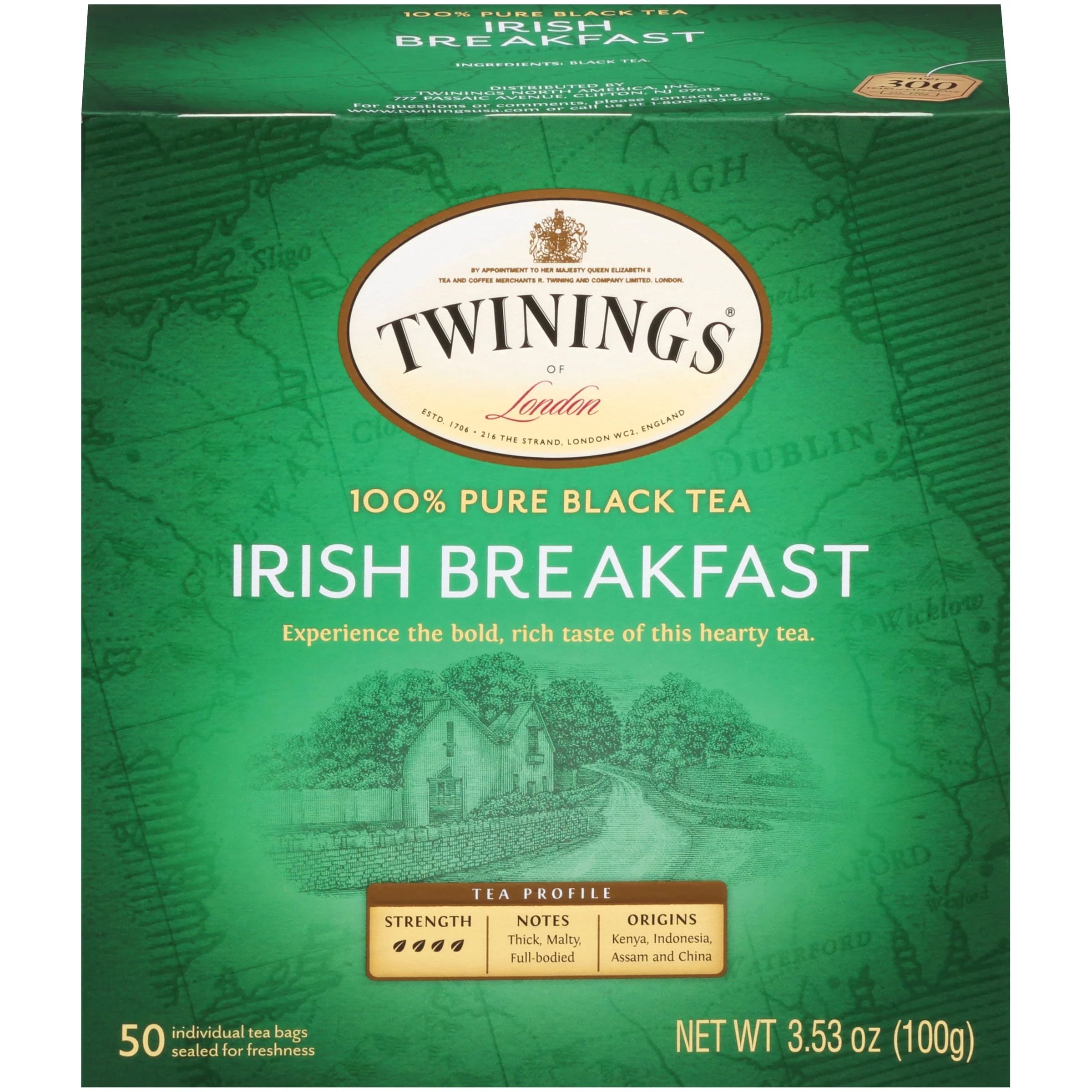 Twinings Irish Breakfast Robust Black Tea Bags, 50 Count Box - Walmart.com | Walmart (US)