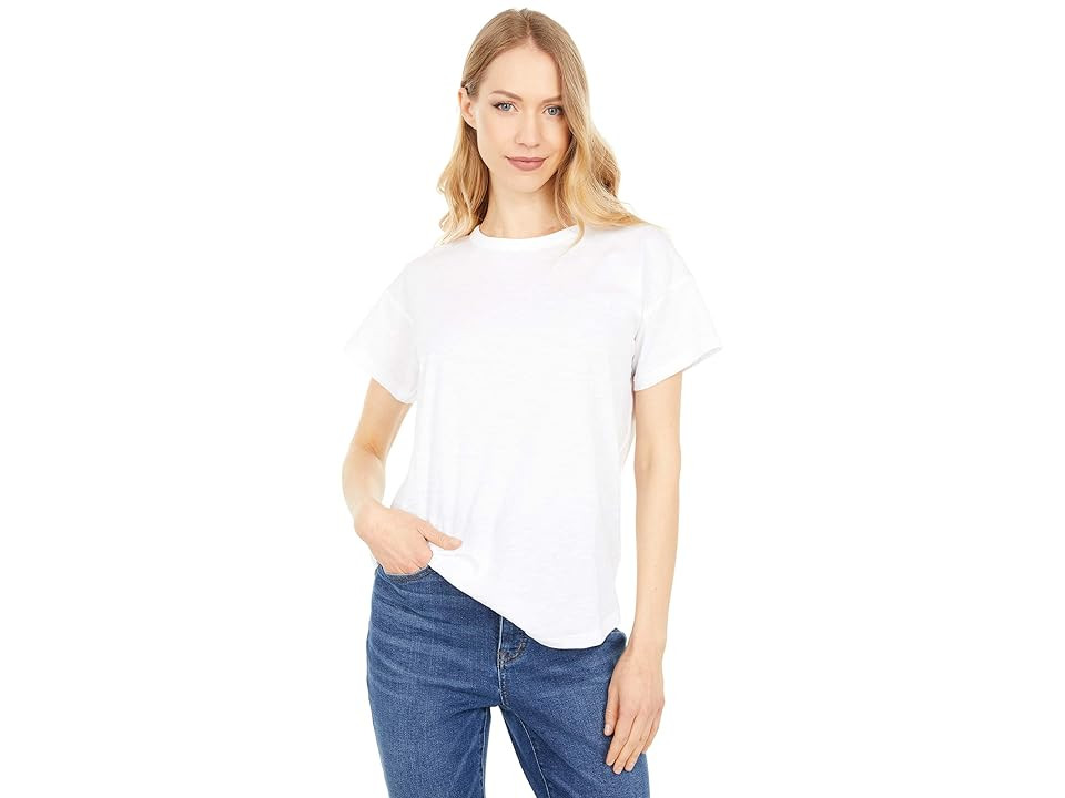 Madewell Whisper Cotton Rib-Crewneck T-Shirts Women's Clothing Optic White : 2XS | Zappos
