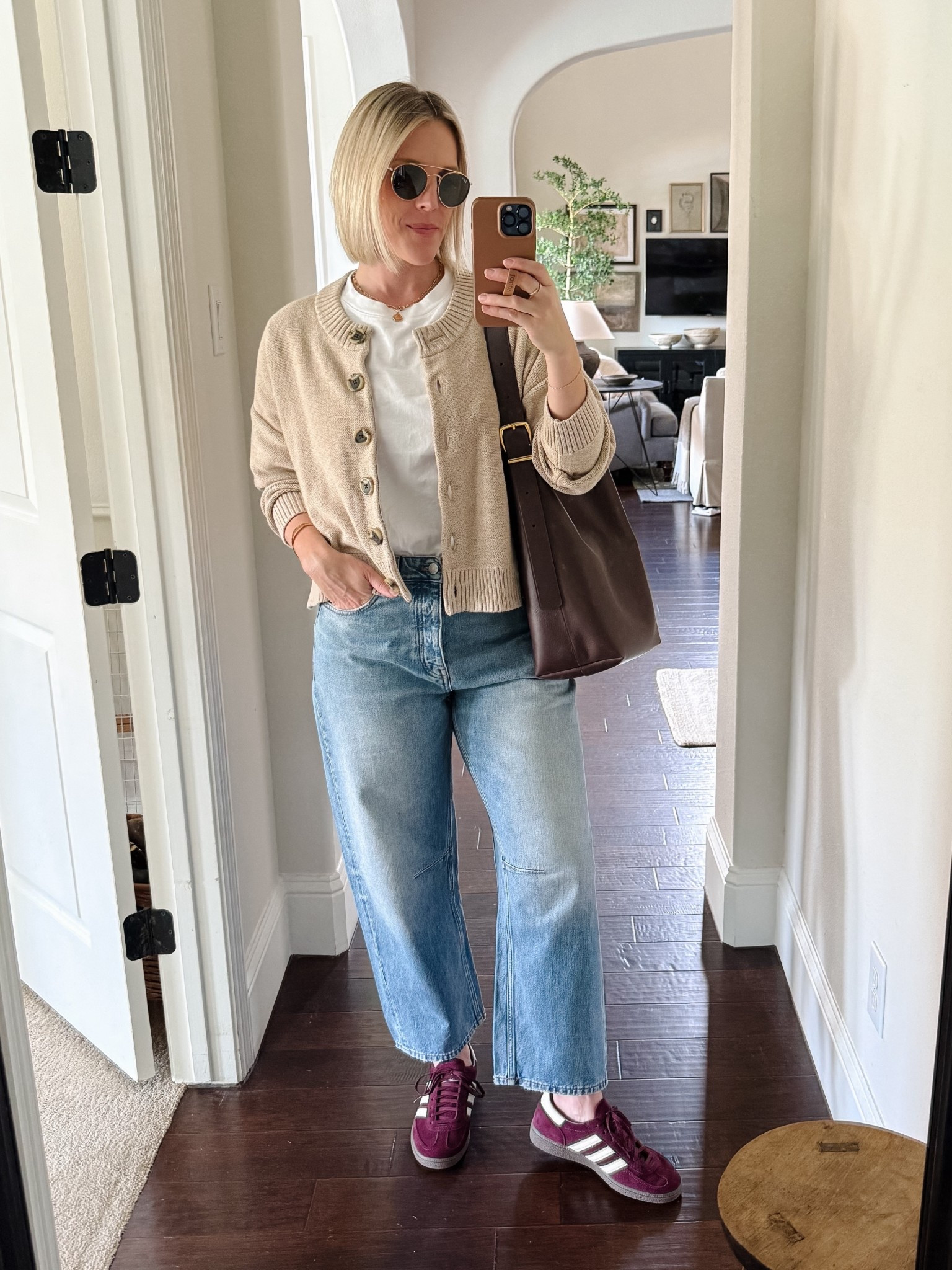 Barrel leg jeans that actually fit my curvy hips and over 40 figure. I didn’t think I would ever find them! This tan button-up cardigan is a new favorite. Will be going back for more colors at this price!

I bought my normal size in the jeans, but could have sized down for a more fitted look. I’m 5’7” and these hit just right at my ankle.



#LTKSeasonal #LTKMidsize #LTKOver40