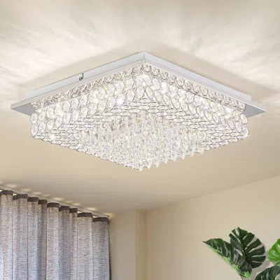 Feridan LED Flush Mount Ceiling Light 15in Crystal Light Fixture Bedroom Chandelier Ceiling Light | Wayfair North America