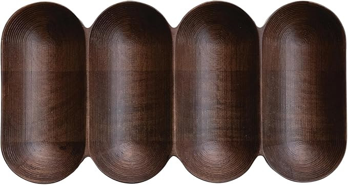 Bloomingville Mango Wood Serving Dish with 4 Sections, Walnut Finish | Amazon (US)