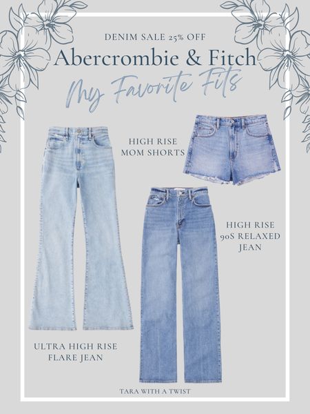 Abercrombie & Fitch denim sale! 25% off, free shipping with any jeans purchase, and use DENIMAF for a stacked discount! 

Abercrombie and Fitch. Jeans. Denim. Ultra High Rise Flare jean. High Rise 90s Relaxed Jean. High Rise Mom Shorts. 

#LTKsalealert #LTKunder100 #LTKFind